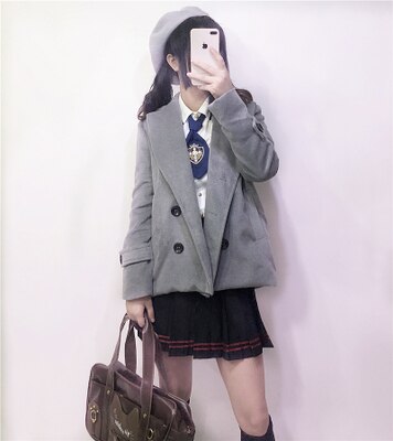 Japanischen Harajuku JK Schule Mädchen Einheitliche Bühne Leistung Kleidung herbst Winter Spitzen England Hohe Schuluniform Neue: grau / M
