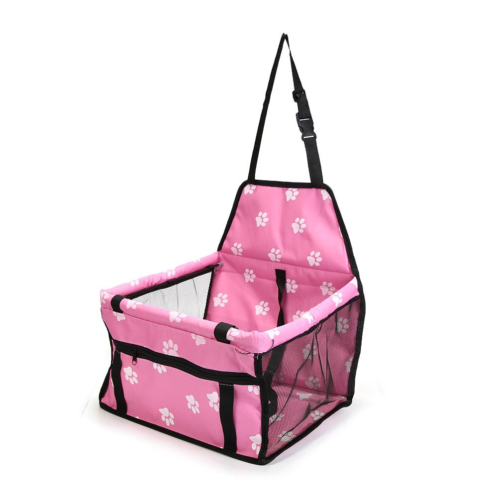 Bolsa de asiento de coche para perros y gatos pequeños, hamaca plegable impermeable, cesta de transporte para mascotas, malla de seguridad para viajes: Pink