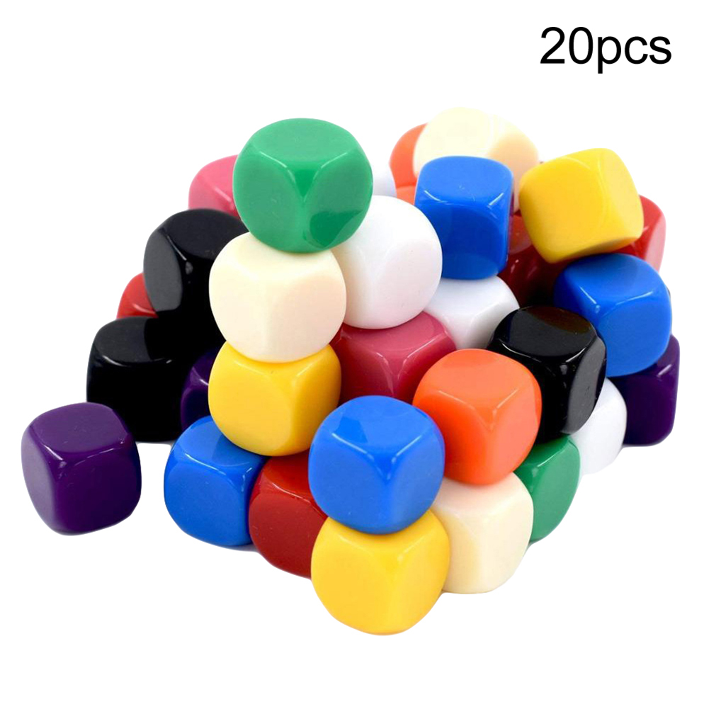 20Pcs 16mm Opaque Blank D6 Sechs Seitige Würfel Spielzeug Lehre Ressourcen Partei Liefert Frühen Pädagogisches Spielzeug für kinder 0-3years