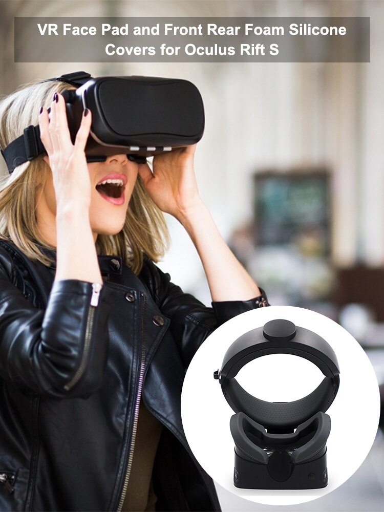3 in1 vr ansiktsputer og front bak skum silikon deksler for oculus rift s vr briller øyemaske ansiktsmaske hud rift s tilbehør: Svart