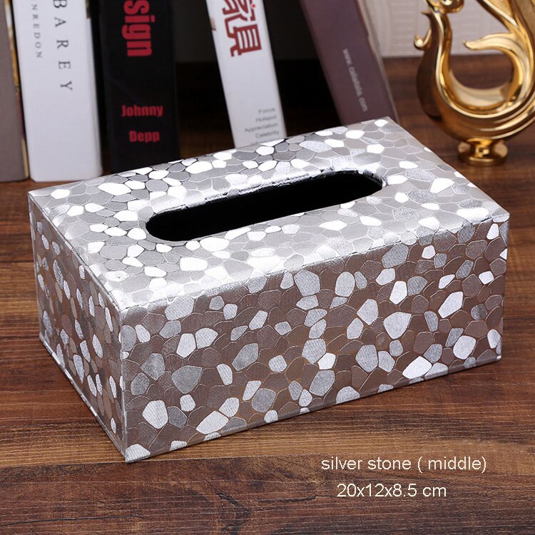 modern rectangular cute tissue box cover car tissue box holder dispensador papel paper dispenser wooden tissue box 519: middle silver stone