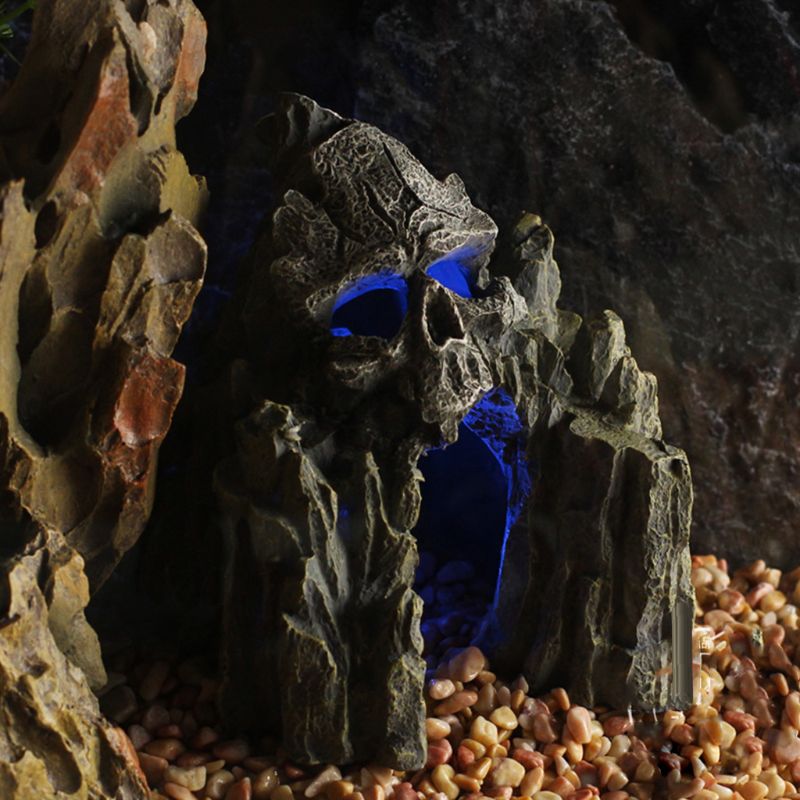 Halloween schedel aquarium landschapsarchitectuur rotstuin aquatische berg aquarium ornament dodge huis grot vijver ornament