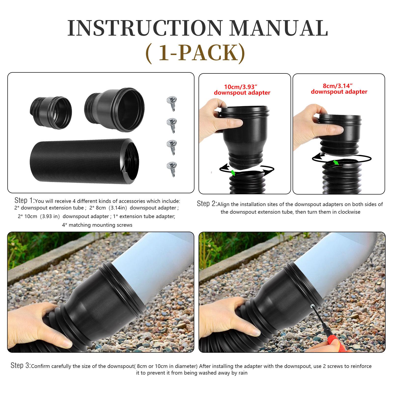 Rain Gutter Downspout Extension Flexible Universal Connector Downspout Extender