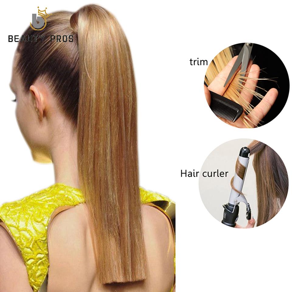Lange Rechte Clip In Haar Staart Valse Haar Paardenstaart Haarstukje Met Haarspelden 22 "26Inch Synthetische Pony Tail Hair extensions