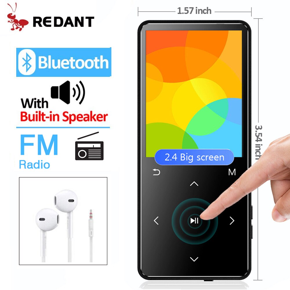 Linea MP3 Player con Bluetooth y altavoz teclas táctiles 2,4 "Pantalla de alta fidelidad Walkman MP 3, Flac reproductor de música para niños de 8/16/20/32/40GB