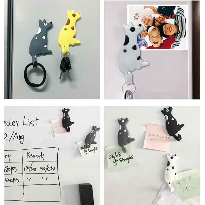 Cute Cartoon Cat/Dog Magnetic Wall-hung Key Fridge Sticker Multifunctional Refrigerator Magnet Hook Door Home Decoration