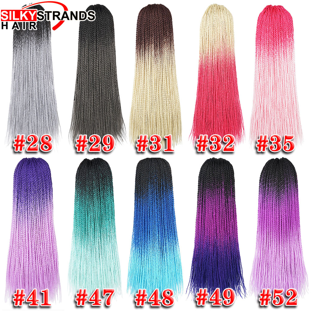 Extensiones de cabello trenzado ombré con hebras sedosas, trenzas de ganchillo sintéticas, colores grises y rubios