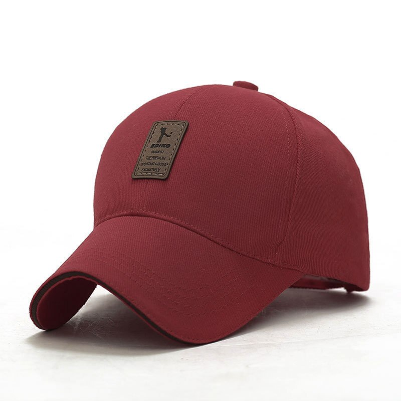 Baseball Cap Männer Frauen 100% Baumwolle Dicker Material Krempe Länger Keine reizung der Haut Plain Schwarz Sport Cool Einstellbar: Dark Red