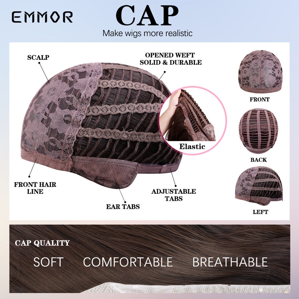 Emmor Synthetic Black Root Ombre Light Golden Blonde Straight Hair Wigs with Bangs High Temperature Cosplay Daily Wig for Women
