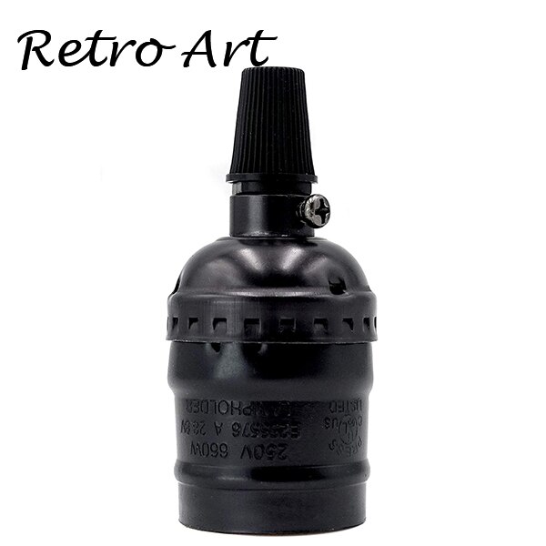 E27 E26 vintage pendant lamp socket metal hanging lampholder: Pearl Black / E26
