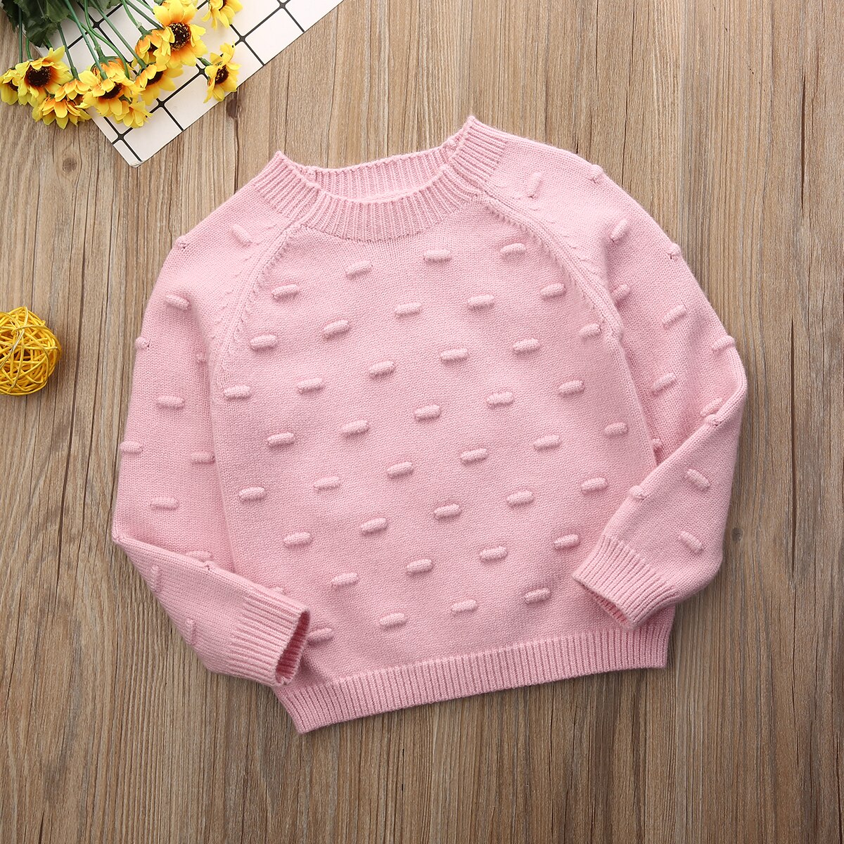 Sweet Toddler Kids Baby Girl Knitted Tops Solid Sweater Autumn Winter Clothes UK