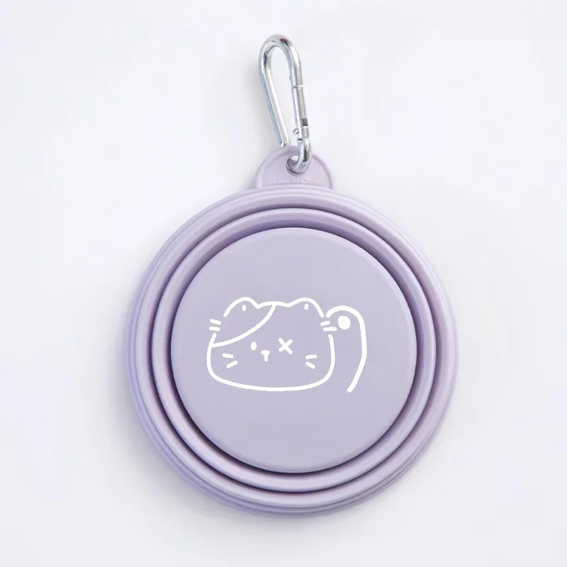 Dog Pet Folding Silicone Bowls 350ml/650ml Outdoor Travel Foldable Portable Cat Food Water Container Feeding Tray Bowls: PURPLE