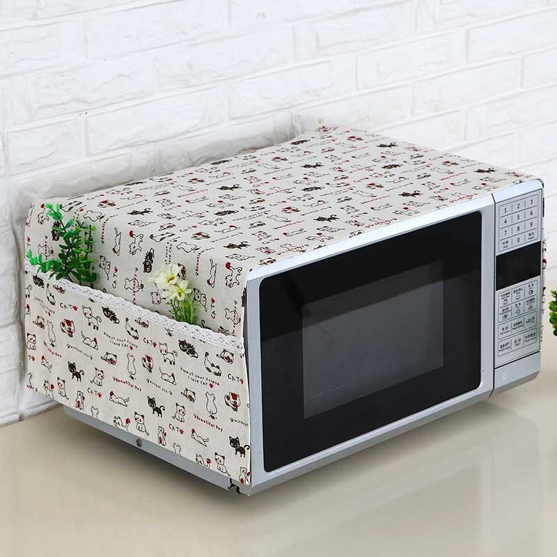 35*95cm Microwave Oven Dustproof Cover With Pockets Cloth Microwaves Protector Covers LORS889