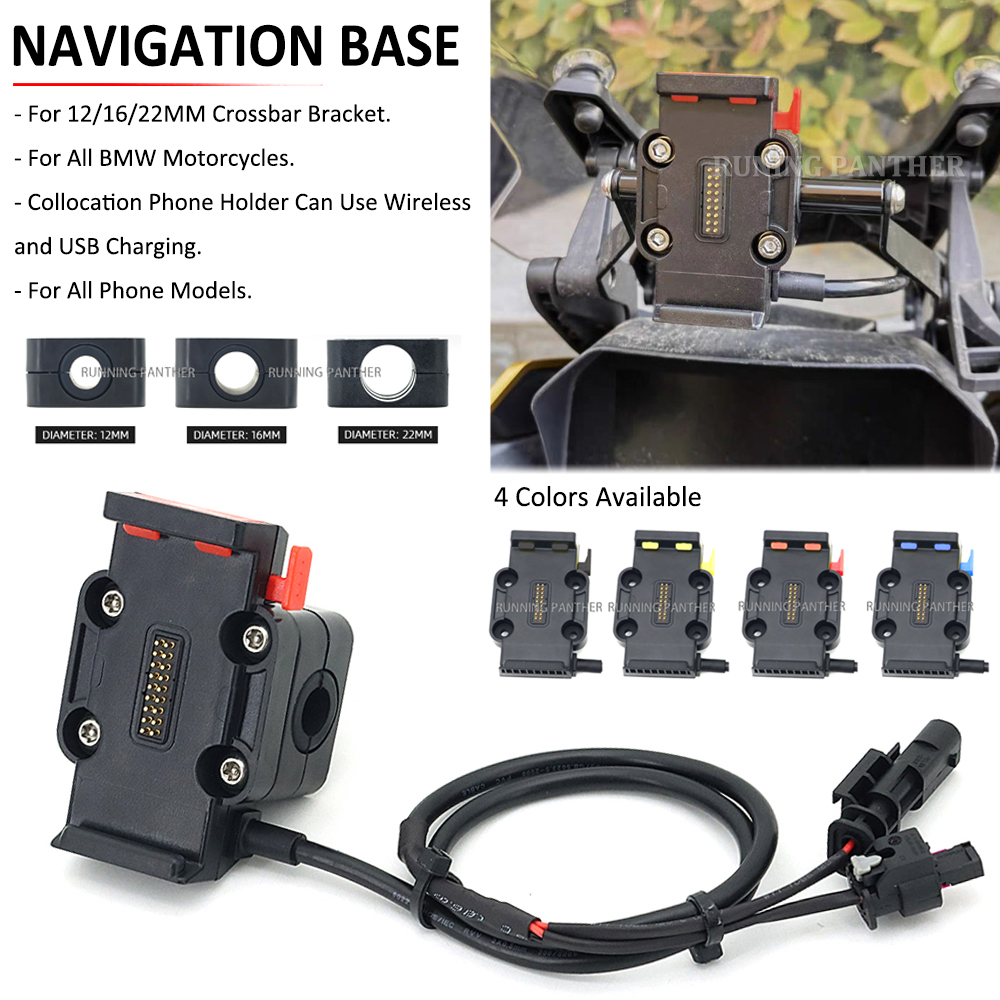 Voor Alle Bmw Motorfiets Draadloze Opladen 12/16/22Mm Roll Bar Telefoon Navigatie Beugel Base R1250GS R1150GS f750GS F850GS R1200GS