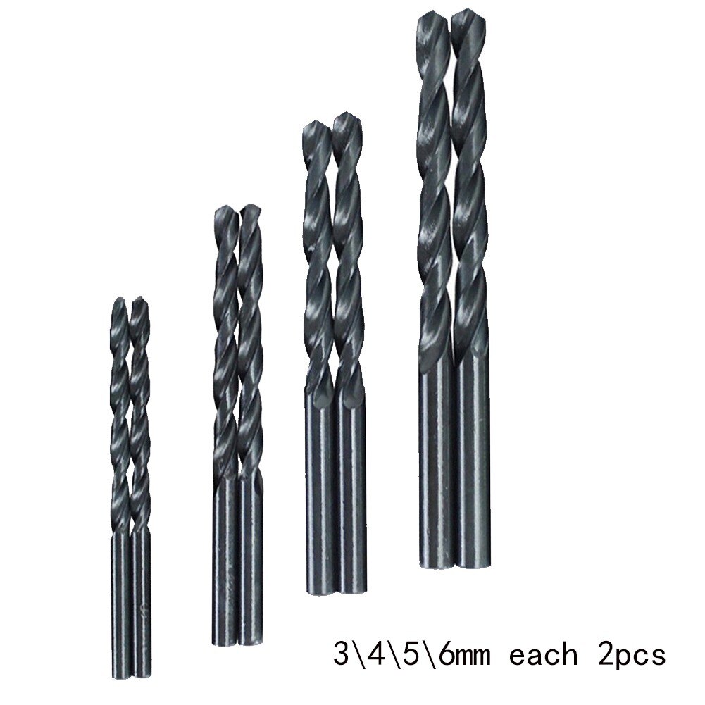 2 Pcs Drill Bits 3/4/5/6mm Dia Black Coated Wring Drill Bit Set Carbon Steel Material For Electric Drill Accessories