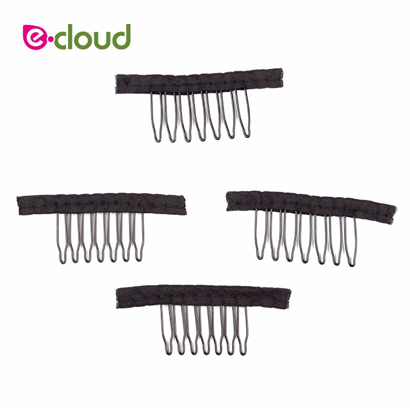 50Pcs-100 Stks/zak Zwart Kant Pruik Clips Staal Tand Polyester Duurzaam Doek Pruik Kammen Voor Haarstukje Caps Pruik accessoires Gereedschap