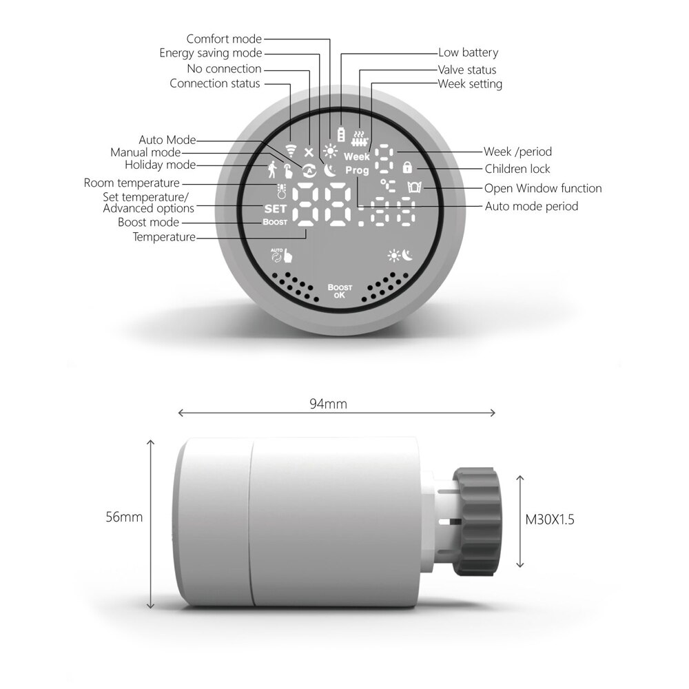 Hapythda Zigbee 3.0 – actionneur de radiateur intelligent, thermostat Programmable Tuya, vanne TRV, contrôleur de température Via Alexa