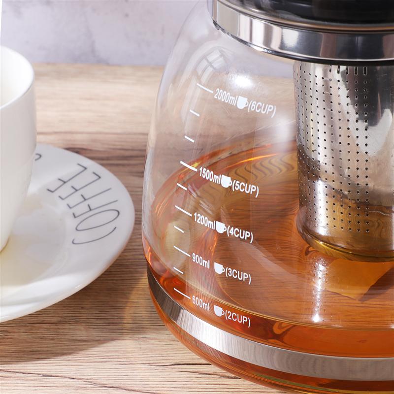 1500 ml/2000 ml recipiente de té tetera de vidrio hogar Filtro de acero inoxidable mango resistente al calor tetera de cristal