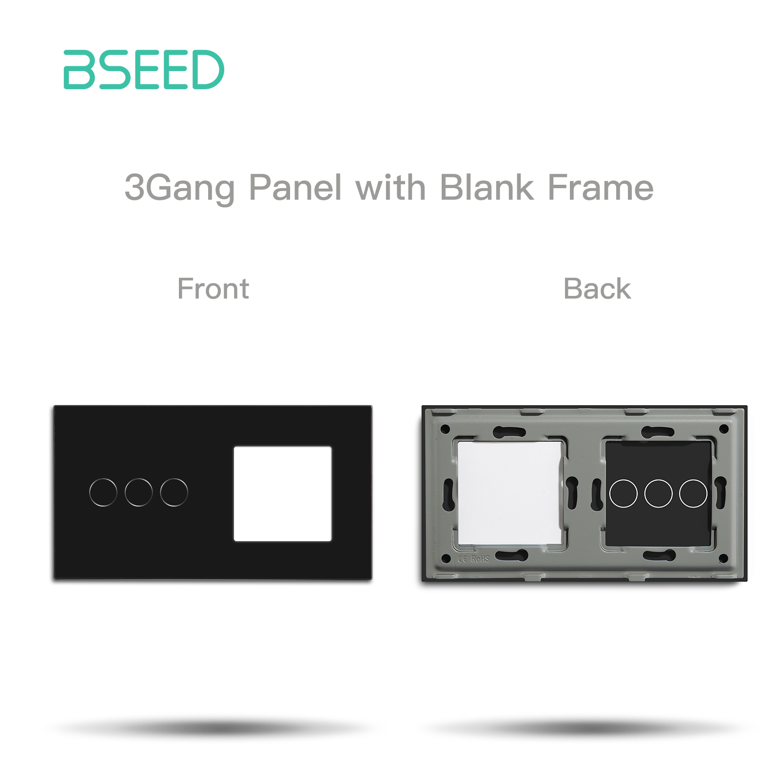 BSEED 157mm EU Standard Crystal Glass Panel Frame For Light Touch Switch Sockets DIY Double Wall Frame With Metal Base Included: Ivory