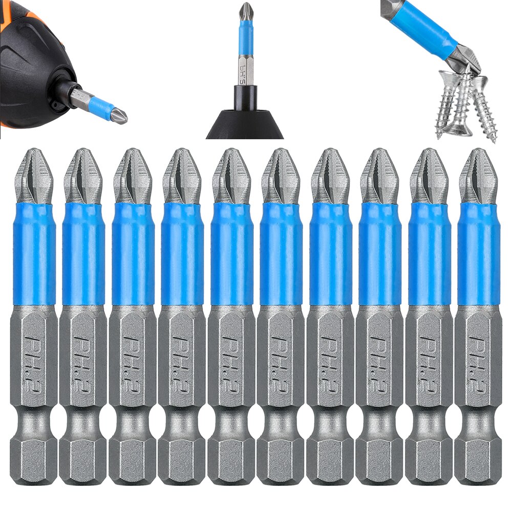 3/5/10Pcs 50mm PH2 Cross bit drill Head Screwdriver Bits Hand Tools Anti Slip Electric Hex Shank Magnetic Screwdriver Drill Bit