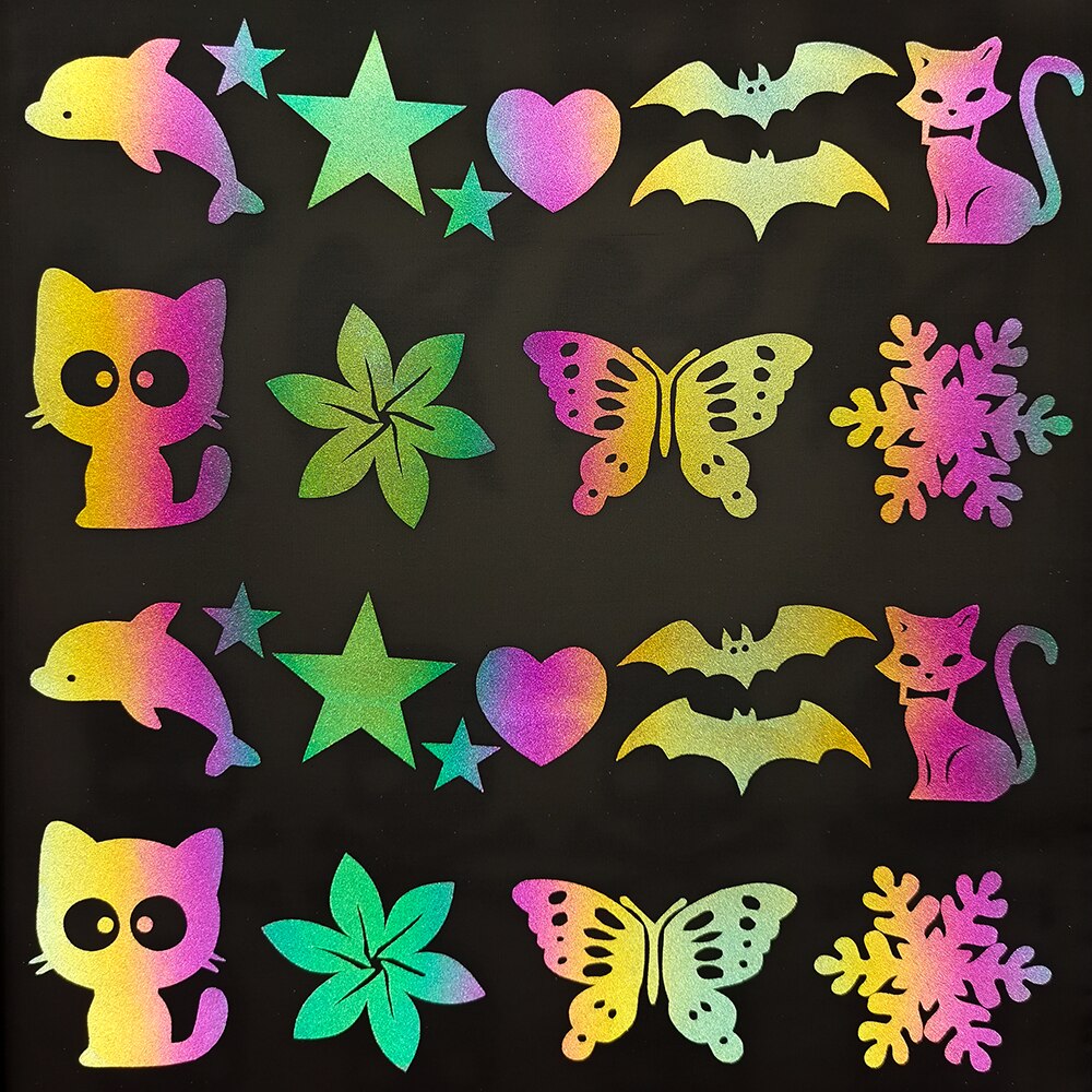 Rainbow Reflective Vinyl HTV Iron on Sheet Stickers For Clothing Fabric Tape Heat transfer Vinyl Film DIY: XCZH-5