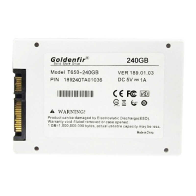 Goldenfir SSD 32GB 64GB 120GB 128GB 240GB 480GB SSD 2,5 Festplatte Festplatte Disc solid State Festplatten 2,5 "Interne SSD Festplatte: 240GB White