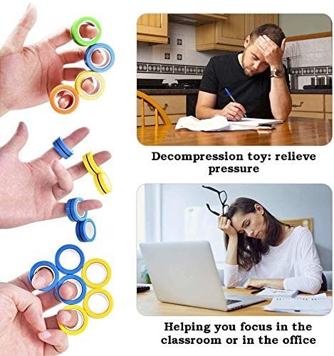 Anti-Stress Finger Magnetic Rings Kids Decompression Fingertip Toys Magic Ring Props Tool For Autism ADHD Anxiety Relief Focus