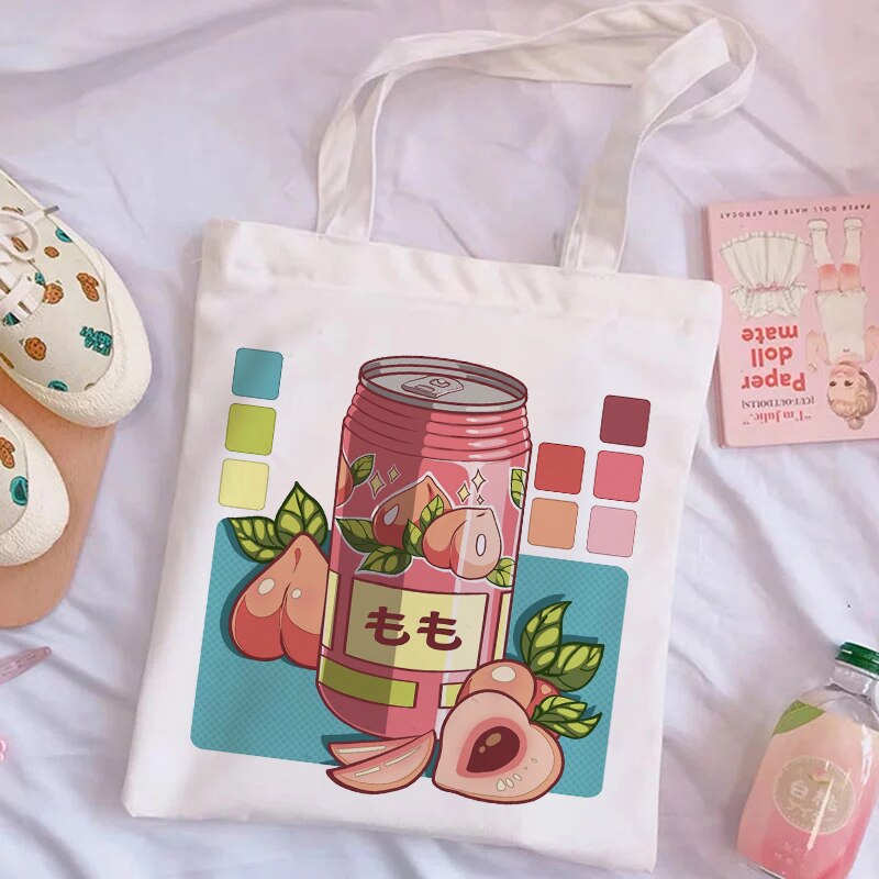 Esthetische Harajuku Herbruikbare Canvas Tas Dames Schoudertas Boodschappentas Boodschappentas Dames Handtas Handtas.