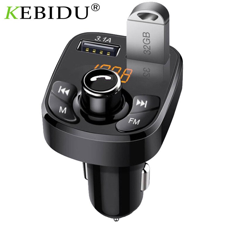 Kebidu Autolader Car Kit Bluetooth 5.0 Fm-zender Dual Usb Telefoon Oplader Ondersteuning Usb Aux Muziek Play Fm Handsfree