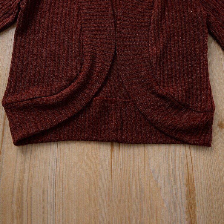 Bordeaux grå sort ensfarvet baby piger børn uld frakke efterår lange ærmer strik outwear cardigans