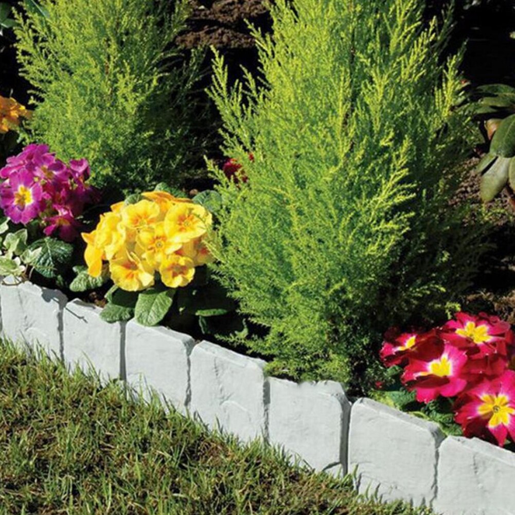 20pcs Stone Effect Plastic Fence Lawn Edging Plant Flower Bed Garden Border Edging Plant Border Decorative Garden Landscape*