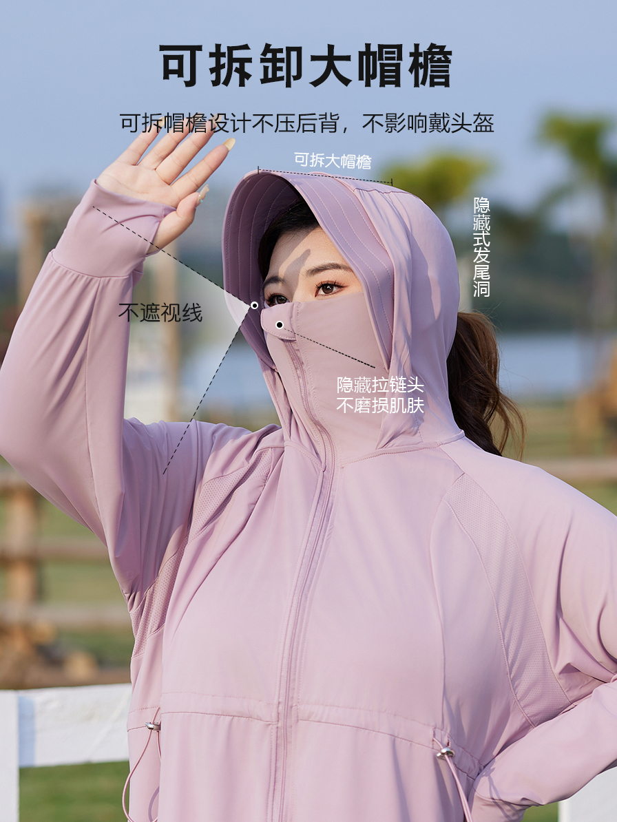 Zonwering Kleding Vrouwen Lange Jas Upf50 + Uv Zonnebrandcrème Jas Zonnebrandcrème Bescherming Lange Jas Capuchon Wasbare Ruches Xl