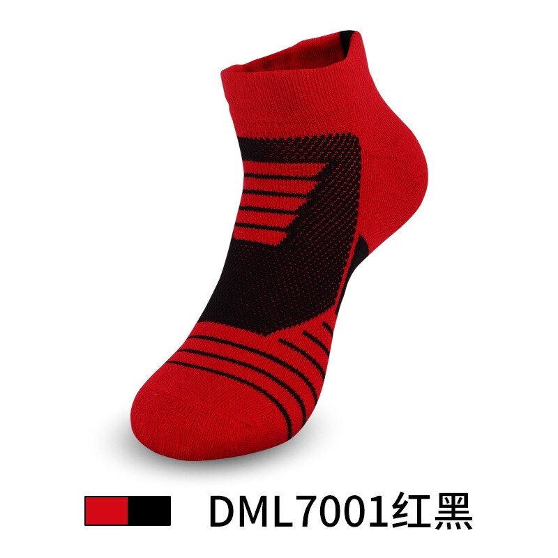 Adult Thickened Towel Bottom Basketball Socks Men Short Tube Non-slip Wear-resistant Sports Socks Outdoor Running Socks SKH007: red black