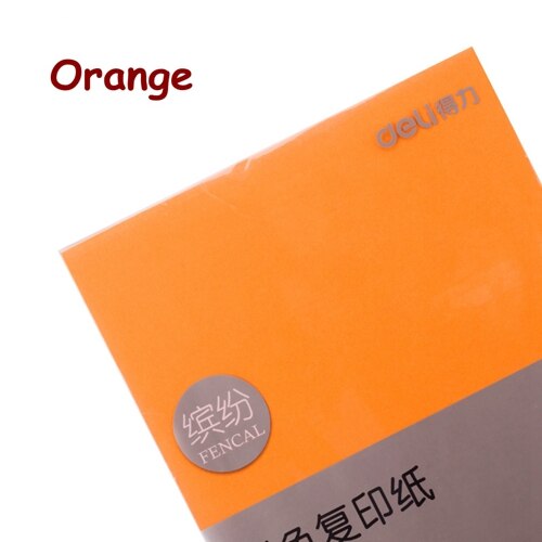 100 ark / taske deli 7391/7393# a4 farve kopipapir 80g farve print papir 8 farver valgfri kina delikatesse kopimateriale: 7393- orange