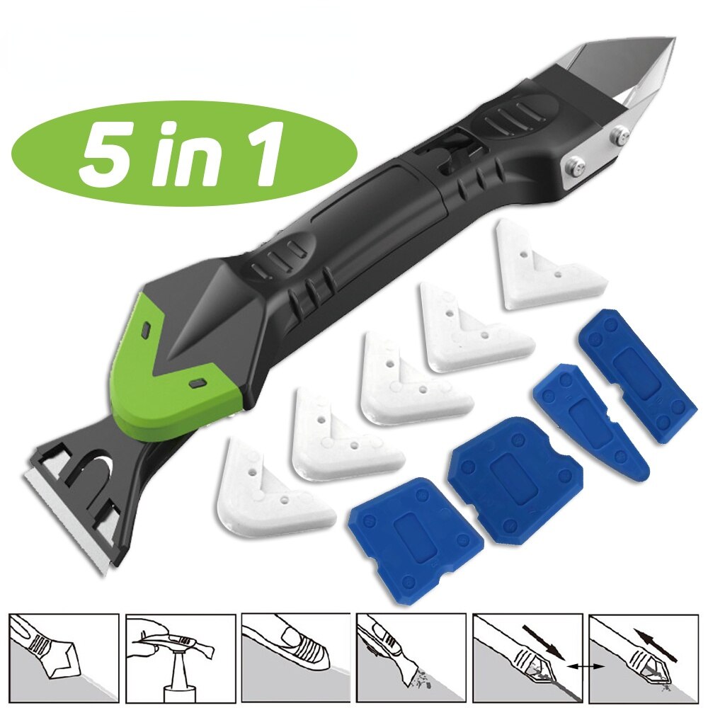 5 In 1 Siliconen Remover Breeuwen Finisher Kit Afwerking Roestvrij Steelhead Verwijderen Schraper Grout Kit Handgereedschap Accessoires