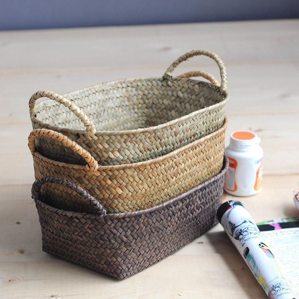 Wicker Weaving Storage Basket for Kitchen Handmade Fruit Dish Rattan Picnic Food bread snacks Portable storage Baskets bag