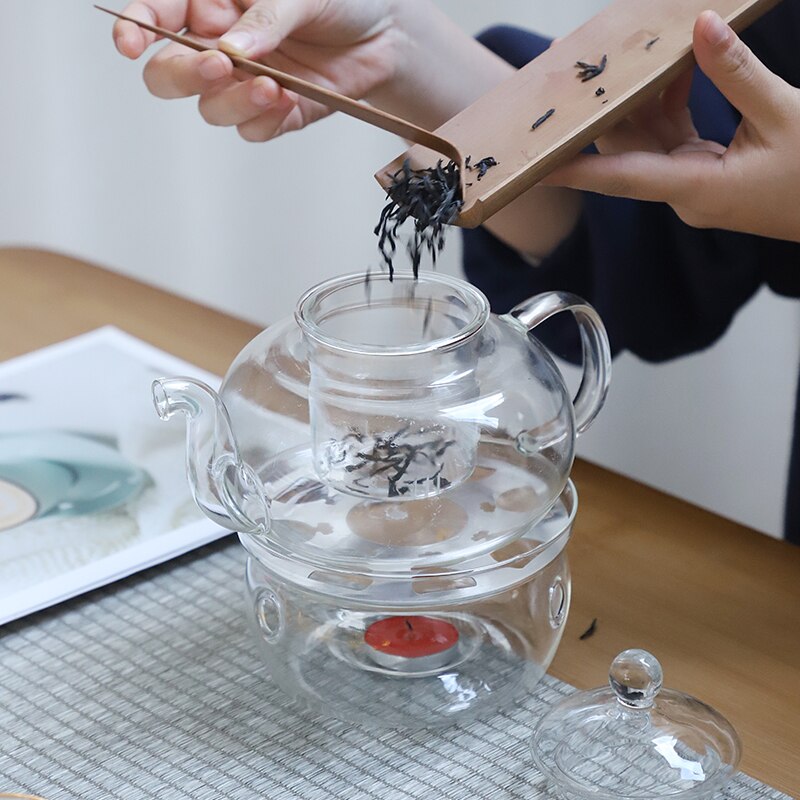 Goede Clear Borosilicaatglas Theepot Met 304 Roestvrijstalen Theefilter Zeef Hittebestendige Losse Blad Thee Pot Tool Ketel Set