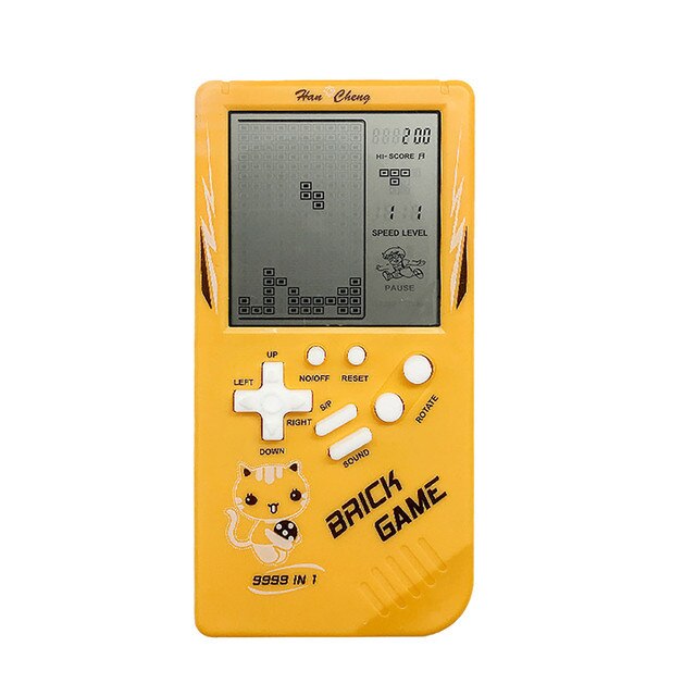 1 pc retro game console portable handheld game console lcd screen electronic game educational toy children's new year: Yellow