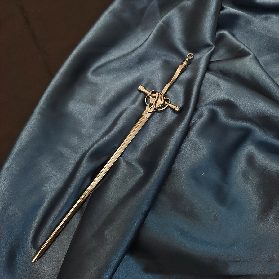 Nuovo punk rubino ciondolo spada forcina cinese semplice bastoni per capelli per donne retrò ragazza acconciatura capelli piatto accessori alla moda 2022: Argento placcato