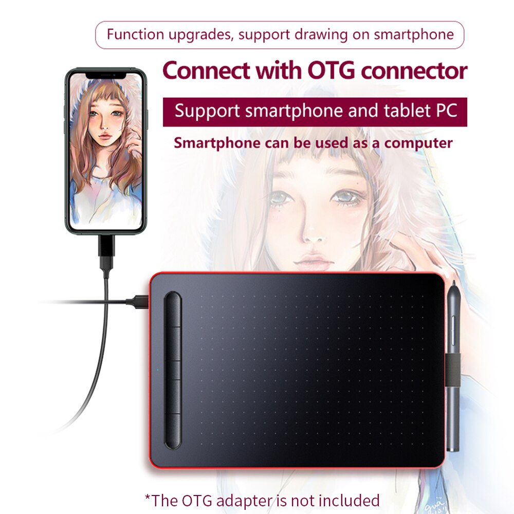 Graphics Tablet Drawing Tablet with 8192 Levels Pressure Sensitivity 5080LPI Resolution 230PPS Read Speed Graphics tablet