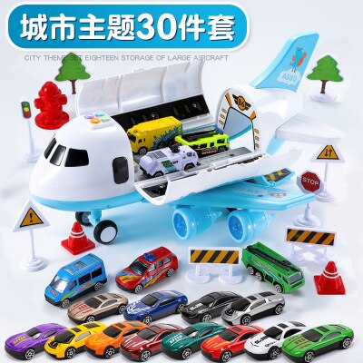 Kinderen Speelgoed Vliegtuig Grote Jongen Baby Politie Legering Auto Parkeerplaats Grote Vliegtuig Model Speelgoed Auto: City 30pcs