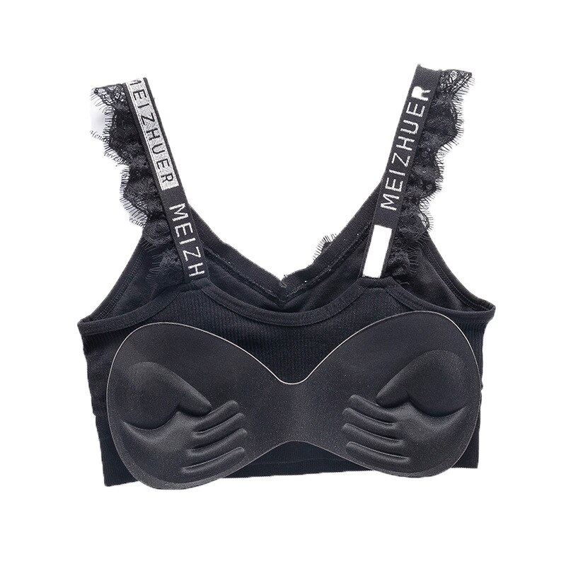 Wimpers Zilveren Lint Tube Top Mooie Terug Verpakt Borst Sport Beha Vrouwen Lingerie Ondergoed