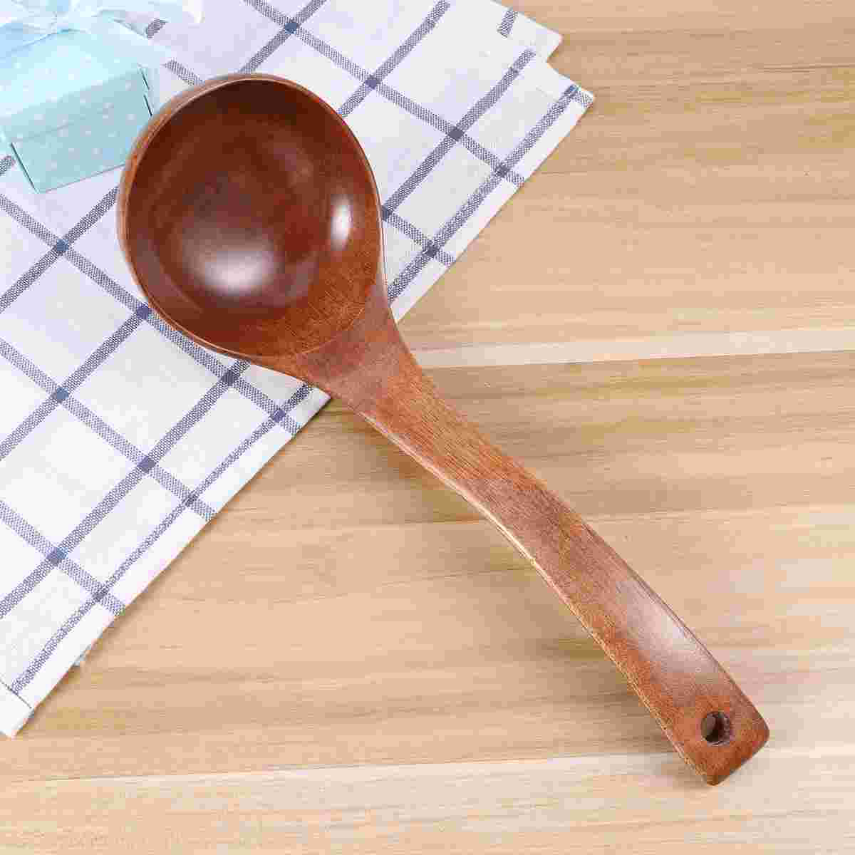 Healthy Wooden Long Handle Soup Ladle Cooking Spoons Kitchen Utensils 28cm