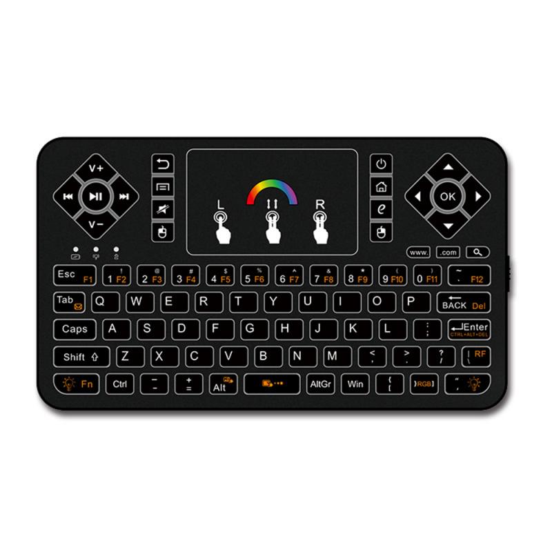 80-key Keyboards For Android TV Box Q9 2.4G Mini Wireless Keyboard Touchpad Flying Mouse Combo Colorful Backlit Handle Control