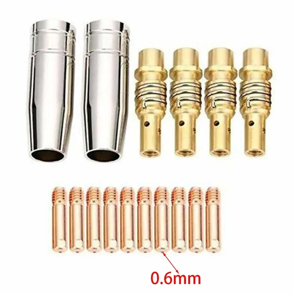 Consumibles de punta de contacto Mig 16 piezas Soldadura MIG MB15 15AK Punta de contacto 0,8/1,0/1,2 mm Boquillas conductoras Consumibles Tubos de contacto: Beige