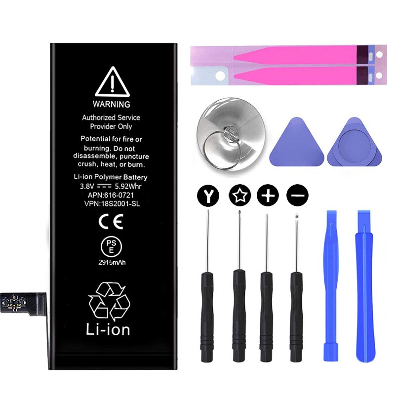 Innebygd batteribytte og verktøysett sett li-ion batteri reparasjonsverktøysett for iphone 4 4s 5 5c 5s 6 6s 7 7 plus 8 x