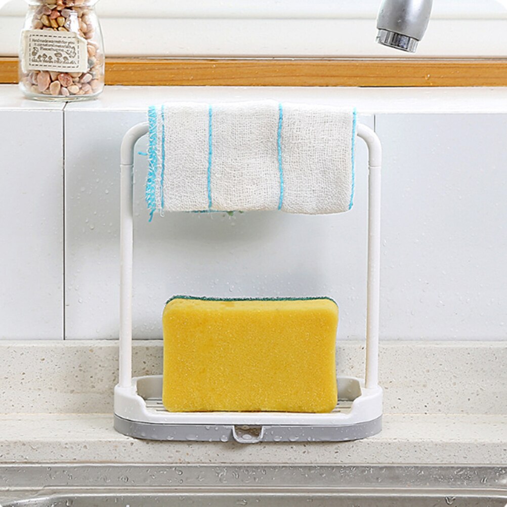 1pc Plastic Sink Caddy Organizer Rack Kitchen Sink Cleaning Brush Scrubbers Sponge Soap Towel Rack Holder Drainer (Random Color)