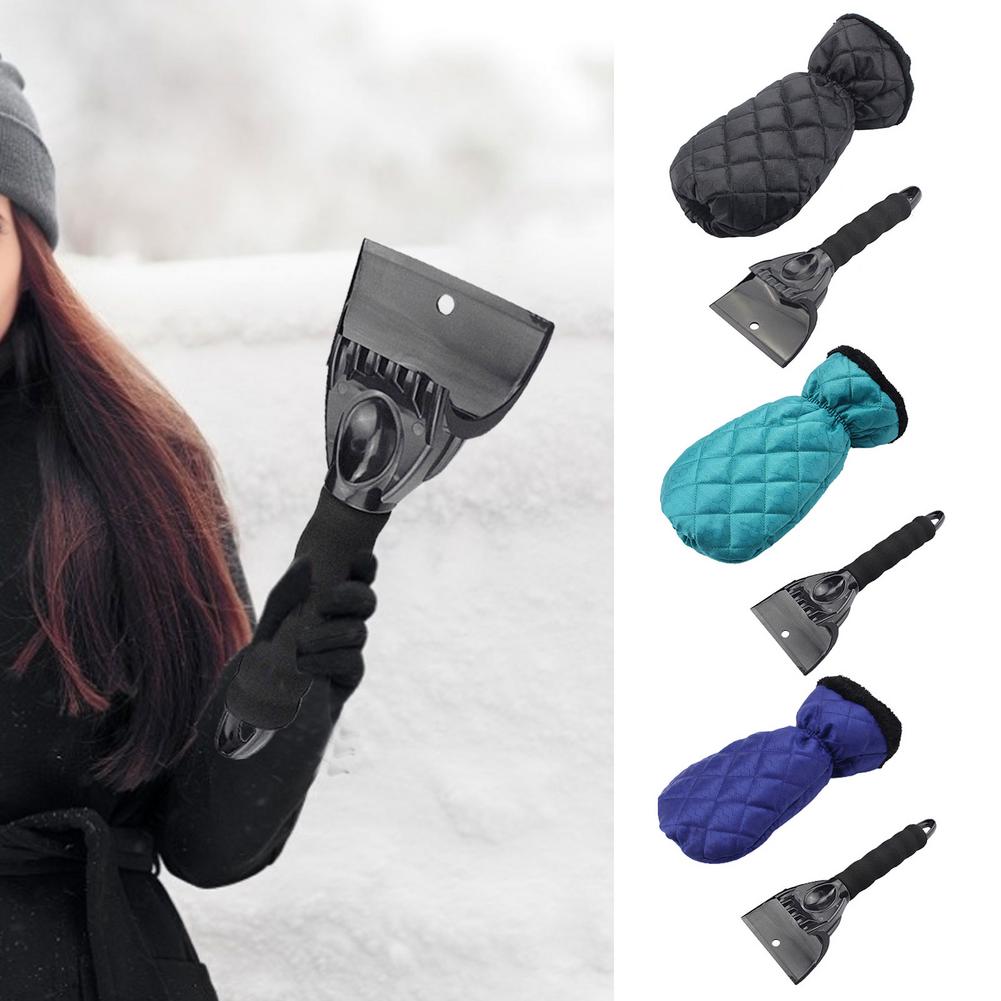 Ice Scraper Mitt 2 In 1 Winter Warm Gloves Snow Shovel Snow Brush Car Windshield Snow Scraper For Remove Snow/Frost/Ice