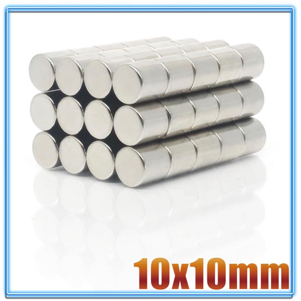 100 pièces aimant rond 10x1 10x2 10x3 10x4 10x5 10X8 10x10mm aimant néodyme Permanent NdFeB Super fort aimants puissants 10X1.5