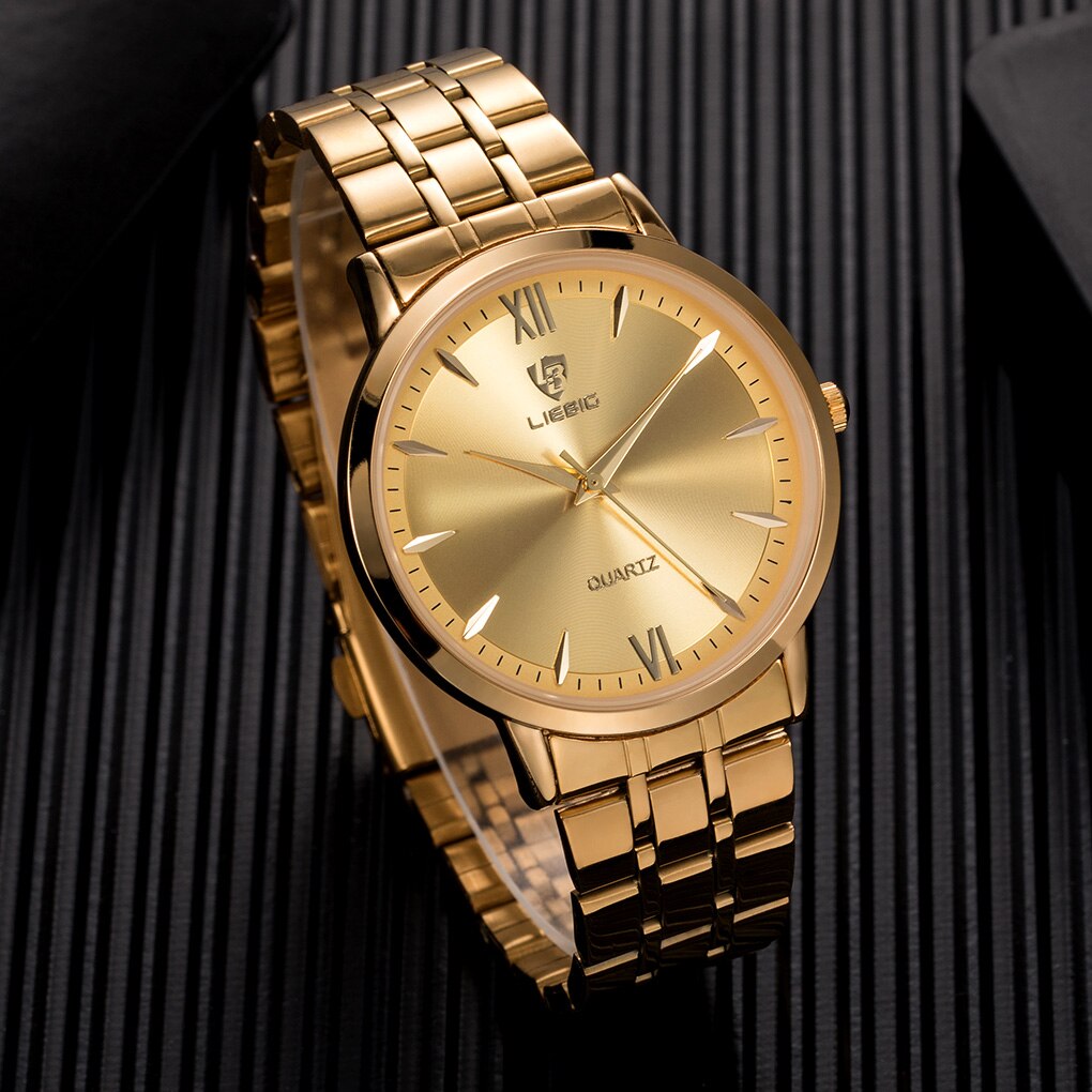 Liebig golden couple horloges roestvrij staal dames quartz waterdicht heren dames horloges polshorloges voor koppels kerst